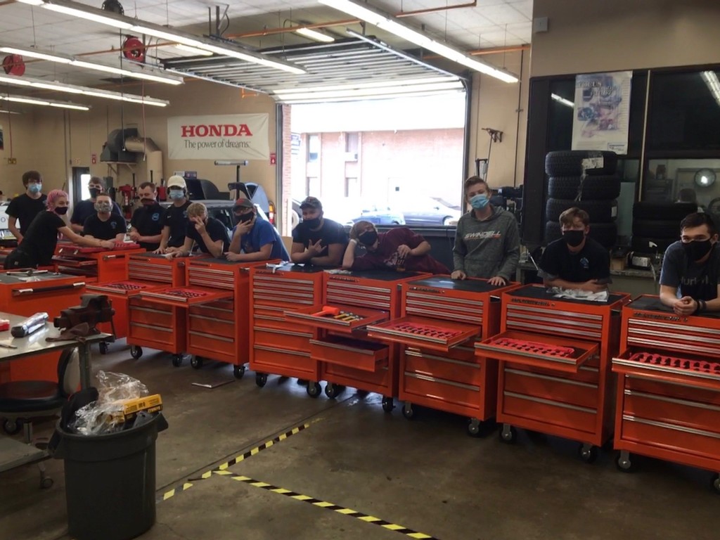 PM Autotech Students  & their tool carts